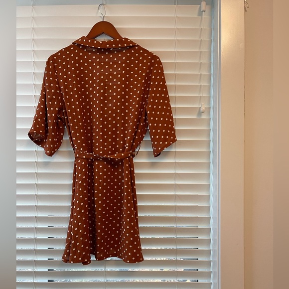 NEW Pretty Little Thing Burnt Orange Polka Dot Dress - Picture 5 of 8